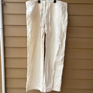 MaxMara Weekend Relaxed Sport Fit 8 Linen Pants in Ivory Size 16